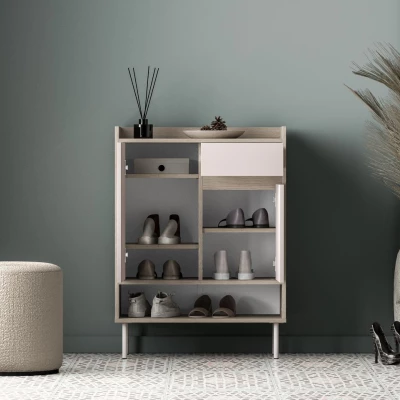 Policový botník se šuplíkem RENATE - dub cremona / kašmír