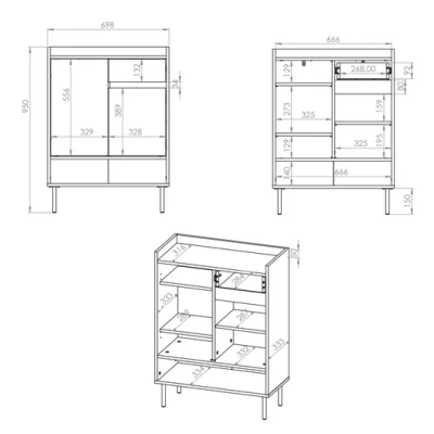 Policový botník se šuplíkem RENATE - dub cremona / kašmír