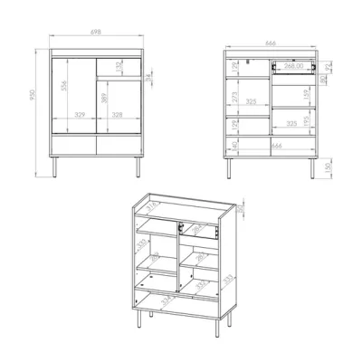 Policový botník se šuplíkem RENATE - dub cremona / kašmír