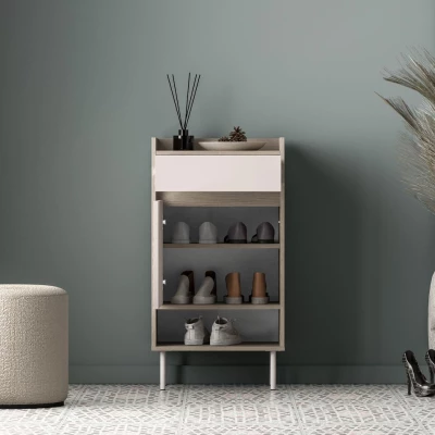 Botník s dvířky a šuplíkem RENATE - dub cremona / kašmír