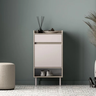 Botník s dvířky a šuplíkem RENATE - dub cremona / kašmír