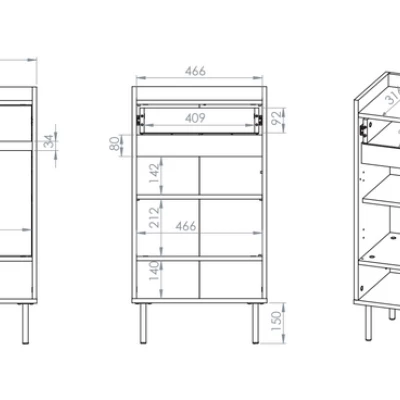 Botník s dvířky a šuplíkem RENATE - dub cremona / kašmír