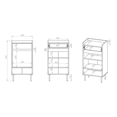 Botník s dvířky a šuplíkem RENATE - dub cremona / kašmír