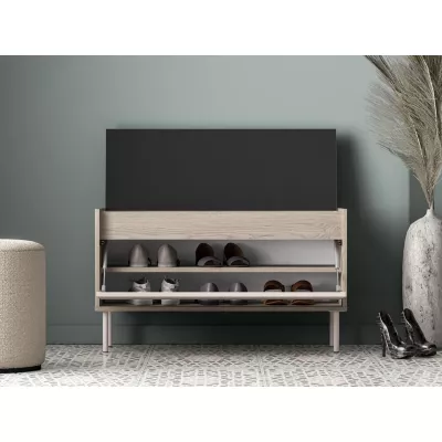 Sedací výklopný botník RENATE - dub cremona / kašmír / béžový