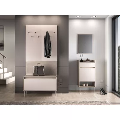 Sedací výklopný botník RENATE - dub cremona / kašmír / béžový