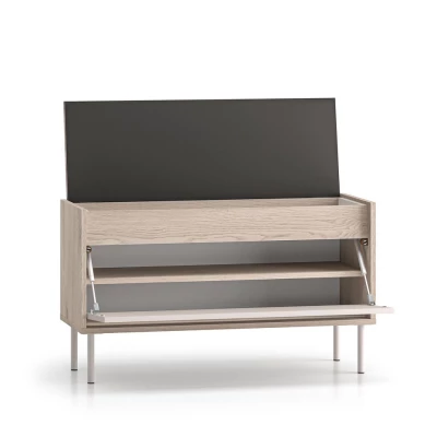 Sedací výklopný botník RENATE - dub cremona / kašmír / béžový