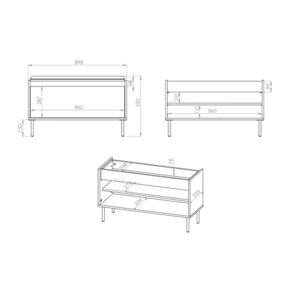 Sedací výklopný botník RENATE - dub cremona / kašmír / béžový
