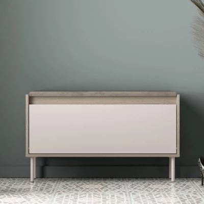 Sedací výklopný botník RENATE - dub cremona / kašmír / béžový