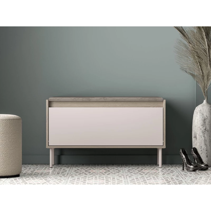 Sedací výklopný botník RENATE - dub cremona / kašmír / béžový