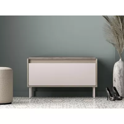 Sedací výklopný botník RENATE - dub cremona / kašmír / béžový