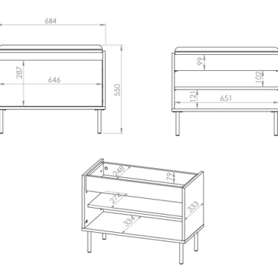 Výklopný botník se sedákem RENATE - dub cremona / kašmír / béžový