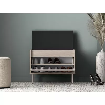 Výklopný botník se sedákem RENATE - dub cremona / kašmír / béžový