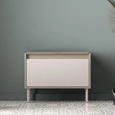 Výklopný botník se sedákem RENATE - dub cremona / kašmír / béžový