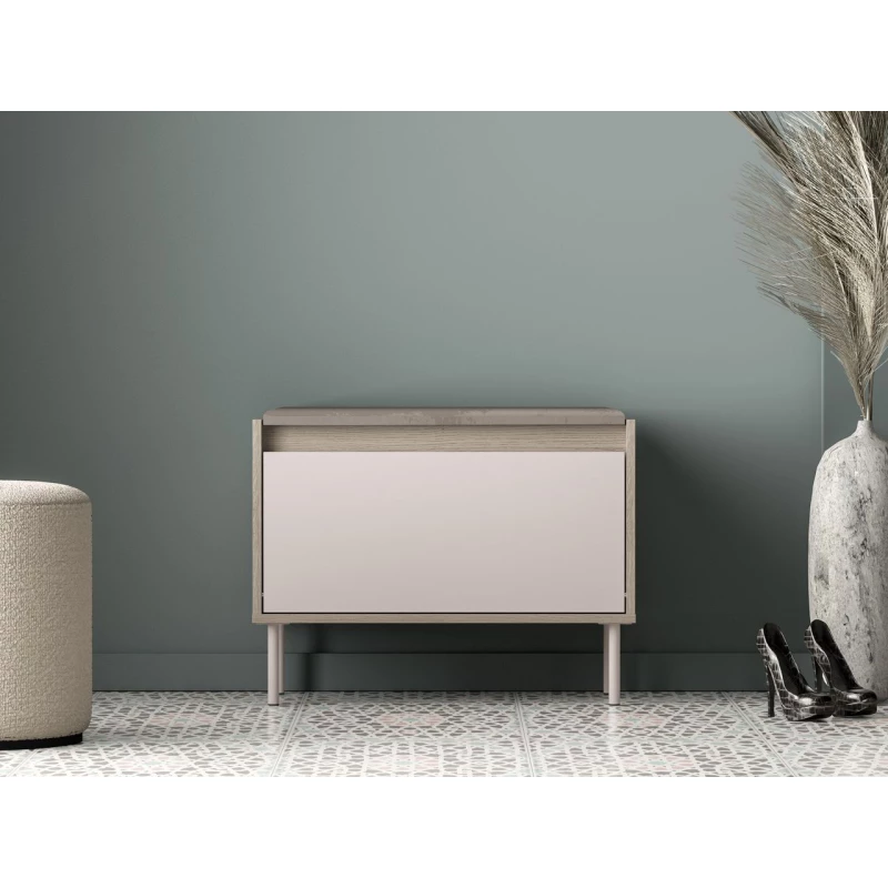 Výklopný botník se sedákem RENATE - dub cremona / kašmír / béžový