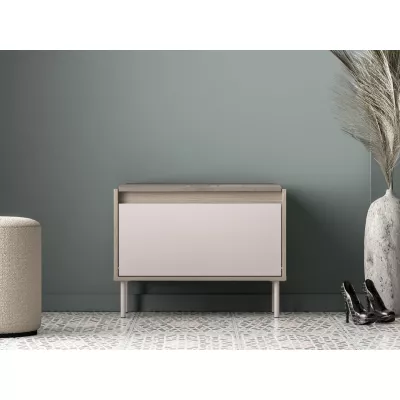 Výklopný botník se sedákem RENATE - dub cremona / kašmír / béžový