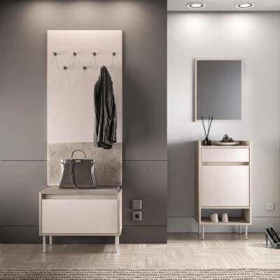 Čalouněný nástěnný věšák RENATE - kašmír / béžový