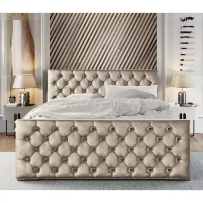 Elegantní čalouněná postel 90x200 ROSEMARIE 1 s úložným prostorem - béžová