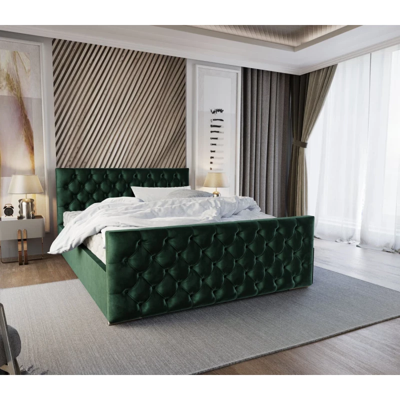 Elegantní čalouněná postel 90x200 ROSEMARIE 1 s úložným prostorem - zelená