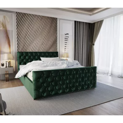 Elegantní čalouněná postel 90x200 ROSEMARIE 1 s úložným prostorem - zelená