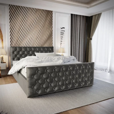 Elegantní čalouněná postel 90x200 ROSEMARIE 1 s úložným prostorem - šedá