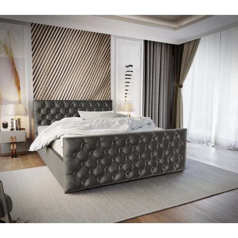 Elegantní čalouněná postel 90x200 ROSEMARIE 1 s úložným prostorem - šedá