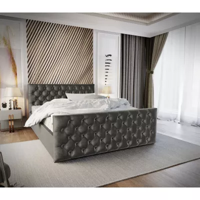 Elegantní čalouněná postel 90x200 ROSEMARIE 1 s úložným prostorem - šedá