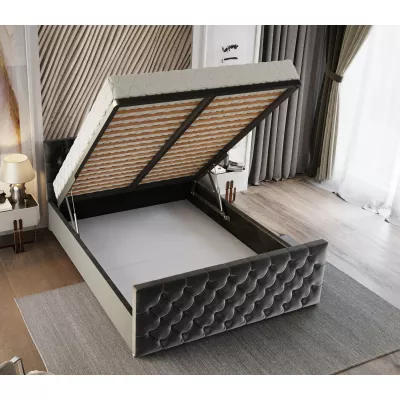 Elegantní čalouněná postel 90x200 ROSEMARIE 1 s úložným prostorem - tmavě šedá