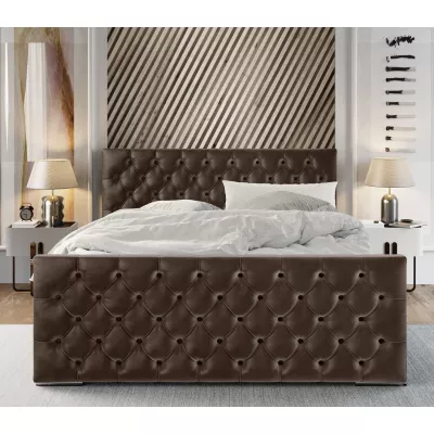 Elegantní čalouněná postel 120x200 ROSEMARIE 1 s úložným prostorem - tmavě hnědá