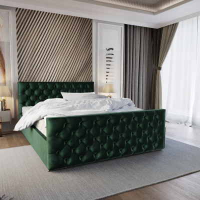 Elegantní čalouněná postel 120x200 ROSEMARIE 1 s úložným prostorem - zelená
