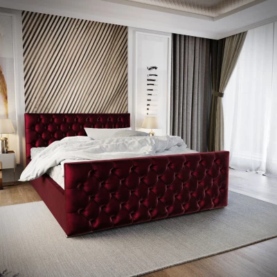 Elegantní čalouněná postel 120x200 ROSEMARIE 1 s úložným prostorem - červená