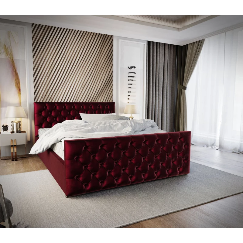 Elegantní čalouněná postel 120x200 ROSEMARIE 1 s úložným prostorem - červená