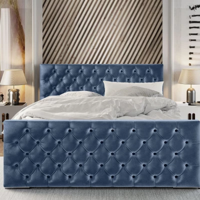 Elegantní čalouněná postel 120x200 ROSEMARIE 1 s úložným prostorem - modrá