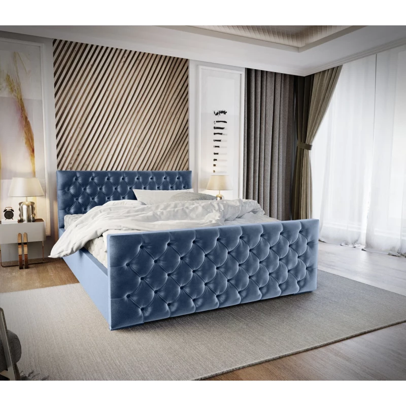 Elegantní čalouněná postel 120x200 ROSEMARIE 1 s úložným prostorem - modrá