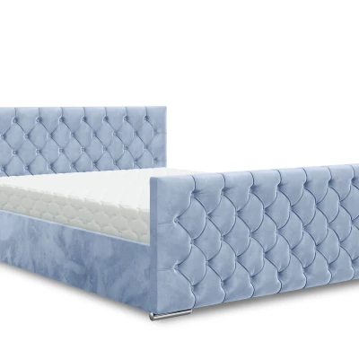Elegantní čalouněná postel 140x200 ROSEMARIE 1 s úložným prostorem - modrá