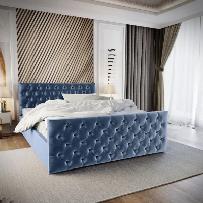 Elegantní čalouněná postel 140x200 ROSEMARIE 1 s úložným prostorem - modrá