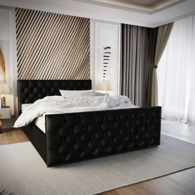 Elegantní čalouněná postel 140x200 ROSEMARIE 1 s úložným prostorem - černá