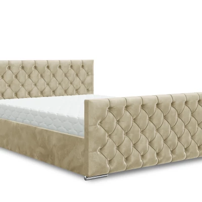 Elegantní čalouněná postel 160x200 ROSEMARIE 1 s úložným prostorem - béžová
