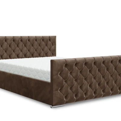 Elegantní čalouněná postel 160x200 ROSEMARIE 1 s úložným prostorem - tmavě hnědá