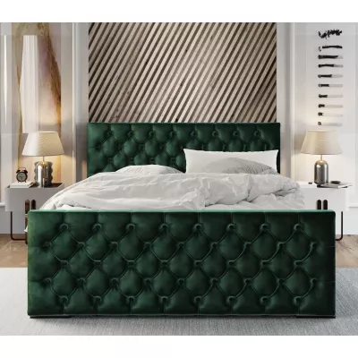 Elegantní čalouněná postel 160x200 ROSEMARIE 1 s úložným prostorem - zelená