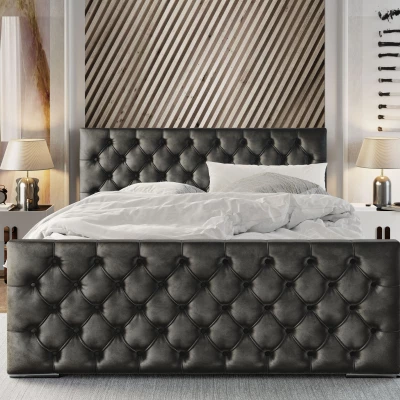 Elegantní čalouněná postel 160x200 ROSEMARIE 1 s úložným prostorem - šedá