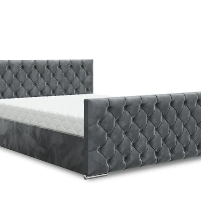 Elegantní čalouněná postel 160x200 ROSEMARIE 1 s úložným prostorem - šedá