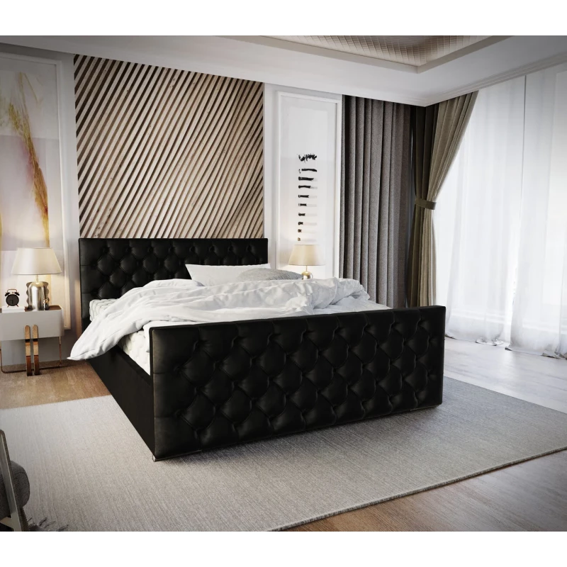 Elegantní čalouněná postel 160x200 ROSEMARIE 1 s úložným prostorem - černá
