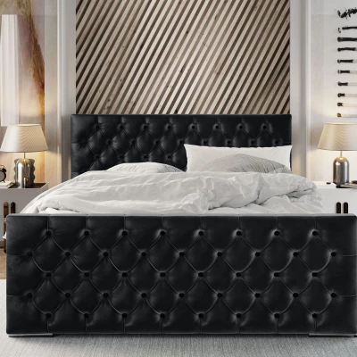 Elegantní čalouněná postel 180x200 ROSEMARIE 1 s úložným prostorem - černá