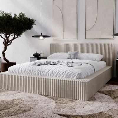 Jednolůžková čalouněná postel 120x200 SIDONIA 2 s úložným prostorem - béžová
