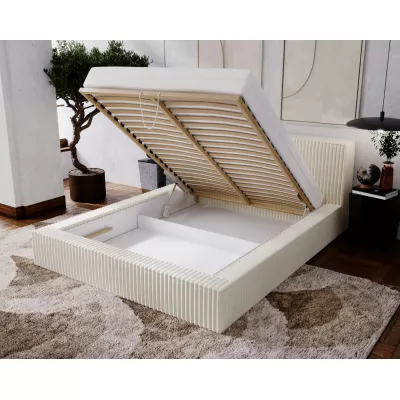 Manželská čalouněná postel 160x200 SIDONIA 2 s úložným prostorem - béžová