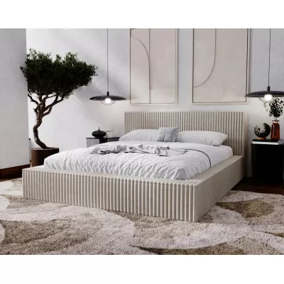 Manželská čalouněná postel 160x200 SIDONIA 2 s úložným prostorem - béžová