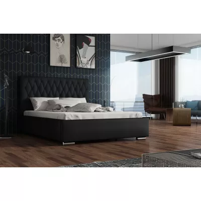 Manželská postel 180x200 SIRENA 1 s prošívaným čelem - černá / tmavě modrá