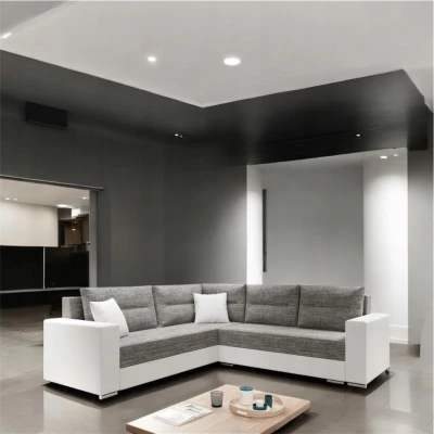 Rohová rozkládací sedací souprava HEMILY 1 - bílá ekokůže / šedá