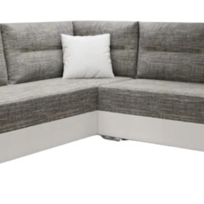 Rohová rozkládací sedací souprava HEMILY 2 - bílá ekokůže / šedá