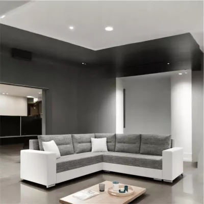 Rohová rozkládací sedací souprava HEMILY 2 - bílá ekokůže / šedá